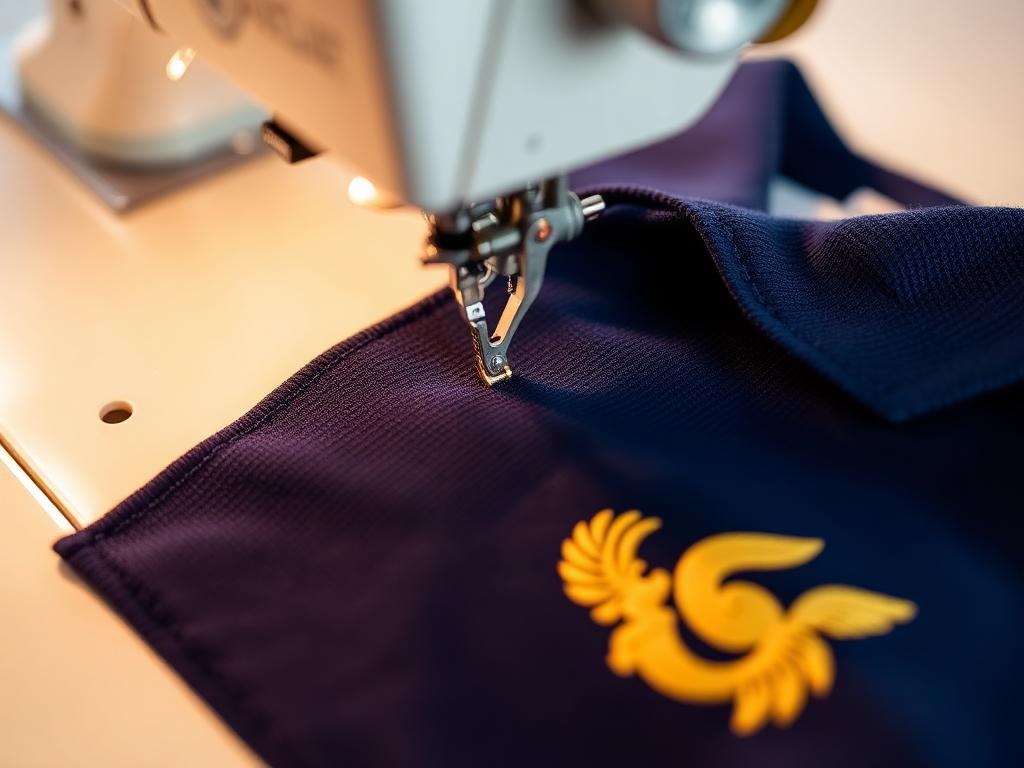 Embroidery on a navy polo