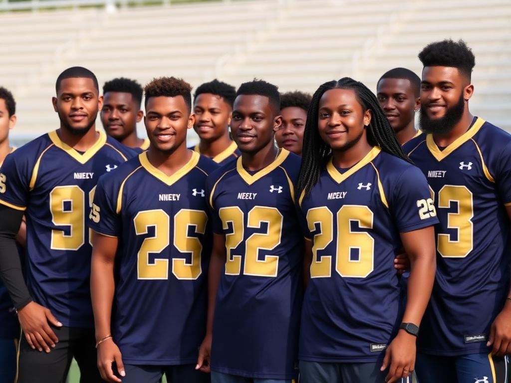 Sports team in custom jerseys